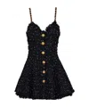 Balmain Chain-straps Polka Dot Tweed Mini Dress In Black