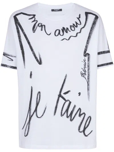 Balmain Slogan-print T-shirt In White