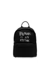 Balmain Slogan-print Backpack In Black