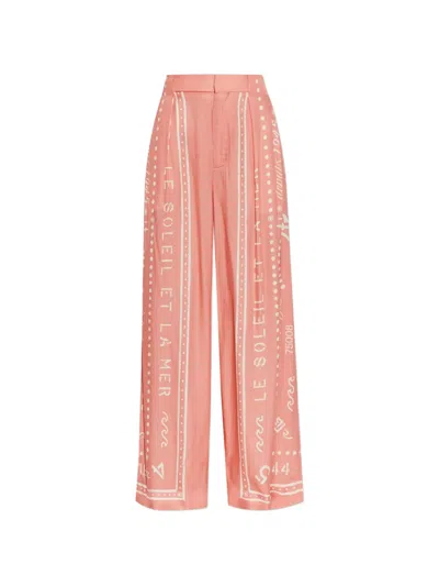 Balmain Slogan-print Palazzo Pants In Orange