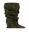 Balmain Slouch Wedge Boots In Green