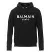 Balmain Slouchy Black Organic Cotton Hoodie With Bold Logo Print In Black
