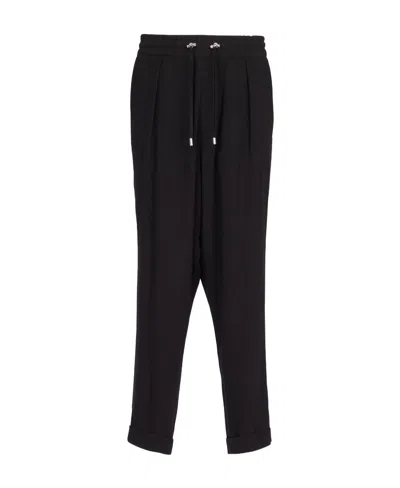 Balmain Slouchy Crepe Tapered-leg Track Pants In Black