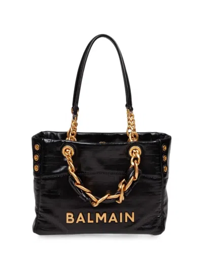 Balmain 1945 Small Shoulder Bag Leather Chain In Black