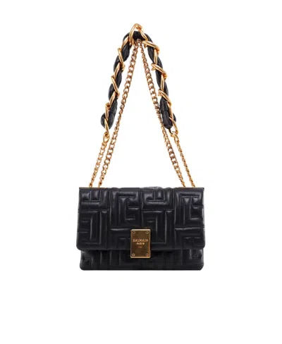 Balmain 1945 Soft Small Bag In Quilted Leather In Black