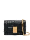 Balmain Lamb Skin Shoulder Bag With Chic Quilted Design And Gold Chain Detail In Black