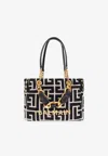 Balmain Small 1945 Soft Jacquard Tote Bag In Black