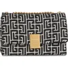 Balmain Small 1945 Soft Monogram Jacquard Crossbody Bag In Gfe Ivory/black