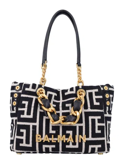Balmain Small 1945 Soft Monogrammed Jacquard Tote Bag