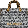 Balmain Small Soft 1945 Tote Bag In Tweed In Multi