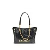 Balmain 1945 Soft Pb-monogrammed Crinkled Leather Tote Bag In Black