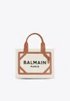 Balmain Small B-army Canvas And Leather Tote Bag