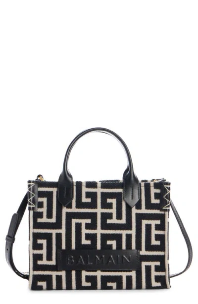 Balmain Small B-army Logo Canvas Shopper Tote In Gfe Black