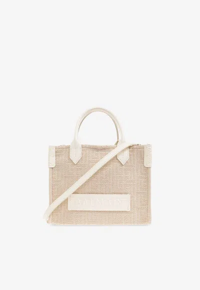 Balmain Small B-army Monogram Jacquard Tote Bag In White