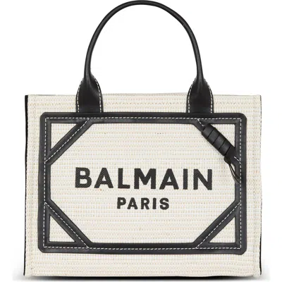 Balmain Small B-army Canvas Tote Bag In Black