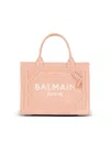 Balmain Small B-army Shopper Bag In Pink Suede