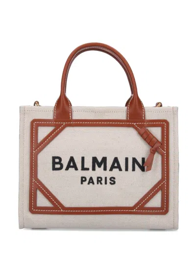 Balmain B-army Mini Shopper Bag - Canvas - Beige In Neutrals