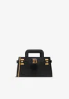 BALMAIN SMALL B-BUZZ LEATHER TOP HANDLE BAG
