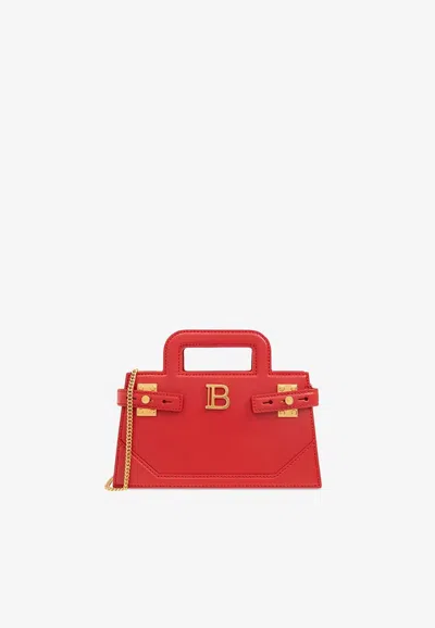Balmain Small B-buzz Leather Top Handle Bag In Red