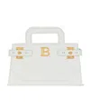 Balmain Small B-buzz Top Handle Bag In Grained Leather In White