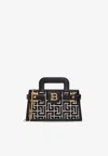 Balmain Small B-buzz Monogram Canvas Top Handle Bag In Gray