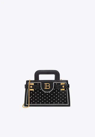 Balmain Small B-buzz Polka Dot Top Handle Bag In Black