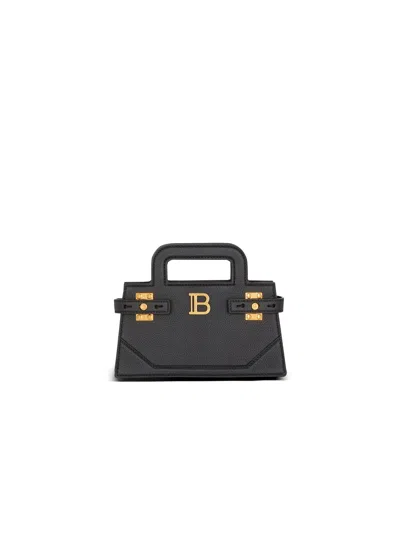 Balmain Small B-buzz Top Handle Bag In Grained Leather In Black