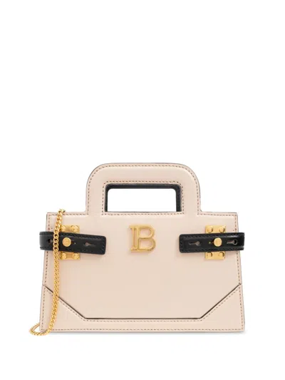 Balmain Small Double Handle Shoulder Bag In Neutrals