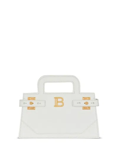Balmain Small B-buzz Logo Shoulder Bag In White