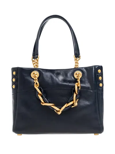 Balmain Small Cabas 1945 Chain Embellished Studded Tote Bag In Blue