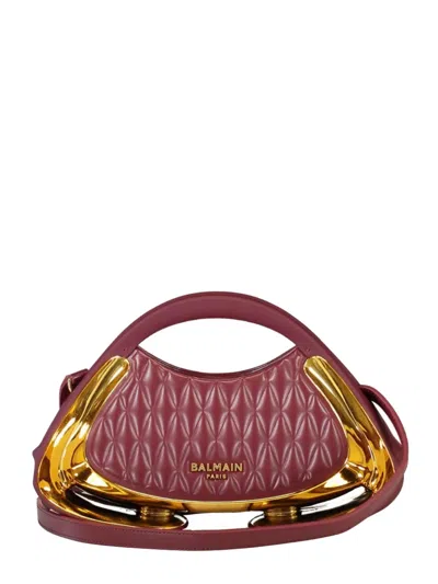 Balmain Small Jolie Madame Quilted Tote Bag In Burgundy