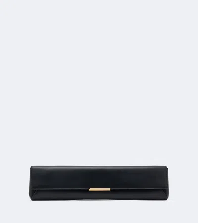 Balmain Small Leather Clutch In Black