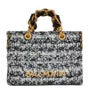Balmain Small Soft 1945 Tote Bag In Tweed In Blue