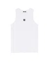 Balmain Logo-embroidered Tank Top In White & Black