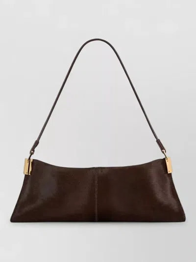 Balmain Small Pony Leather Clutch Bag In Brown