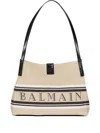 Balmain Release Small Canvas And Leather Tote In Neutral
