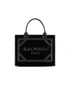 Balmain Small Suede B-army Tote Bag In Black