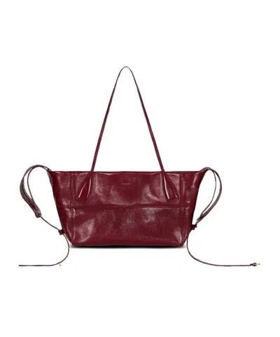 Balmain Small Track Zips Leather Shoulder Bag In Brown