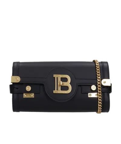 Balmain Smooth Leather B-buzz 23 Clutch Bag In Black