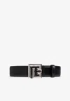 Balmain Smooth Leather Pb Buckle Belt In Black