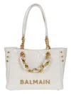 Balmain Smooth Leather Shopper Bag In White