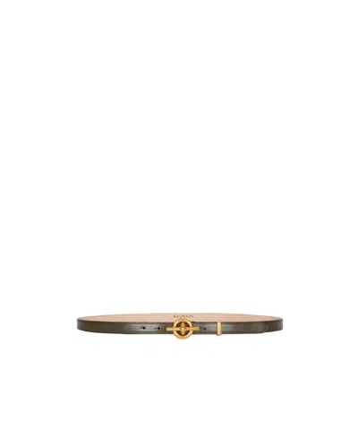 Balmain Smooth Leather T-bar Belt In Green