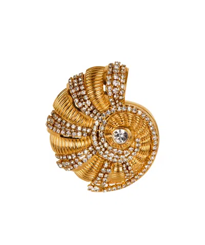 BALMAIN BRASS AND RHINESTONE SNAIL BROOCH