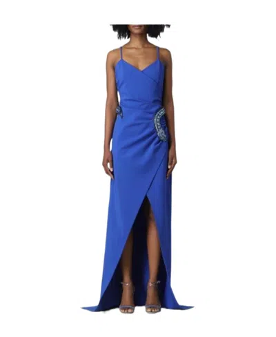 Balmain Snake-detail Maxi Dress In Blue