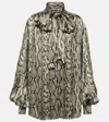 Balmain Snake-print Tie-detail Silk Blouse In Animal Print