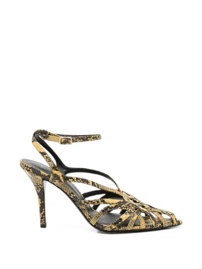 Balmain Snake-effect Caged Sandals In Multi