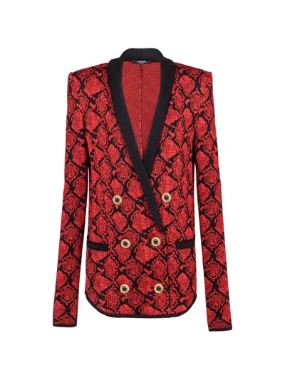 BALMAIN SNAKE-EFFECT DOUBLE-BREASTED BLAZER