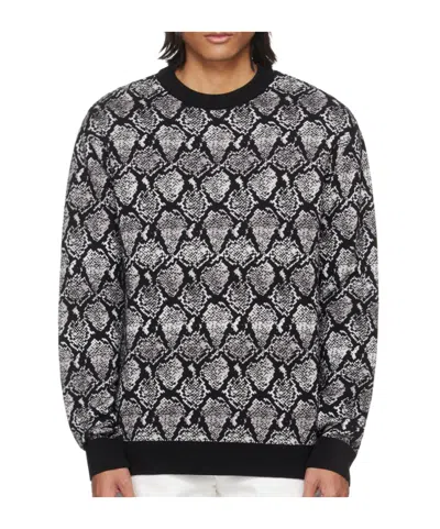 Balmain Snakeskin Jacquard Pattern Sweater In Ekn Noir/blanc/gris