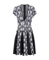 Balmain Short-sleeve Python Jacquard-knit Skater Dress In Gray
