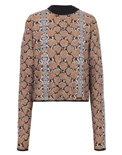 Balmain Snakeskin-jacquard Jumper In Brown